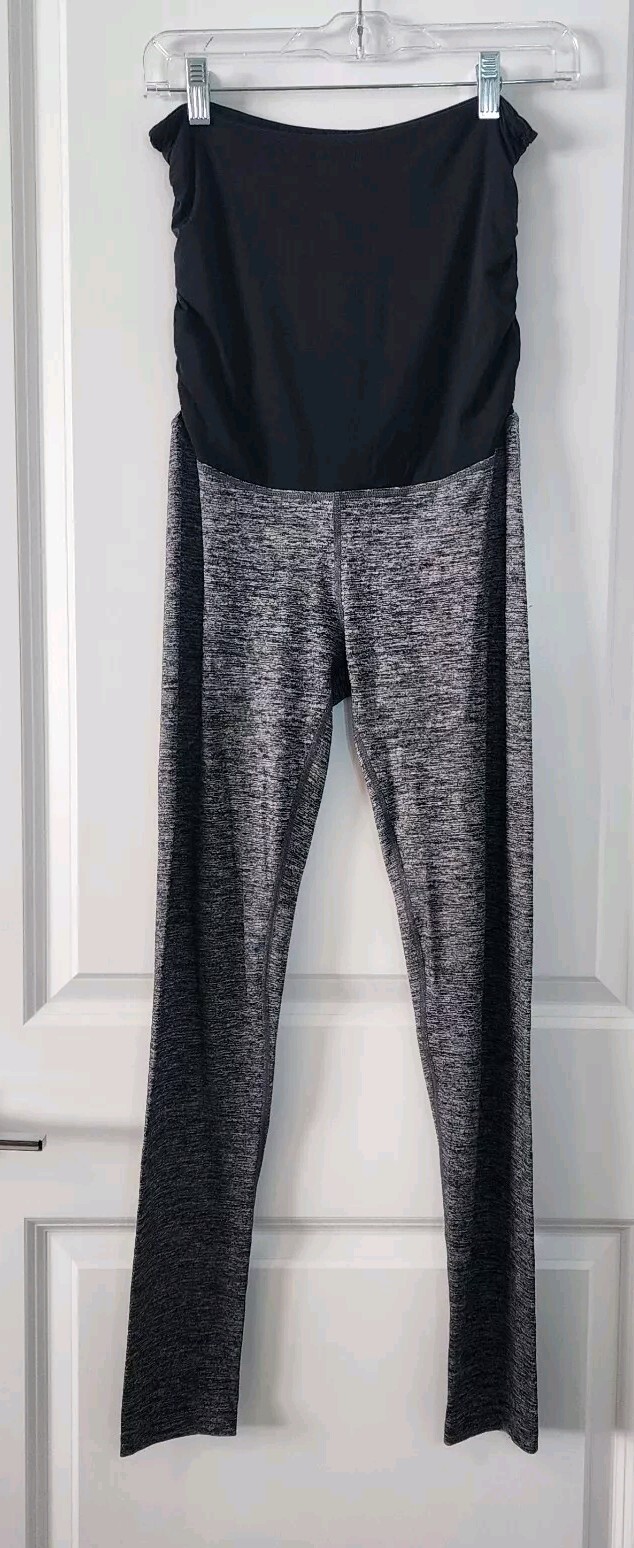 Bumpn Maternity Leggings Small Gray Black Stretchy Waistband