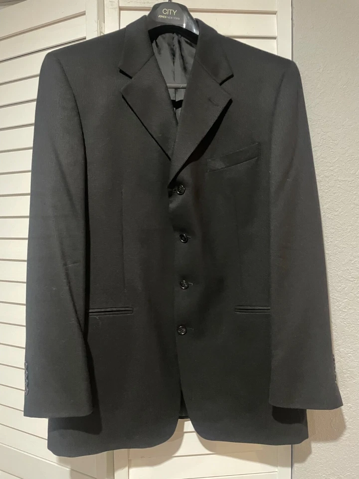 Terno social Jones New York masculino preto tamanho 42L seda pele de tubarão - Imagem 3 de 4