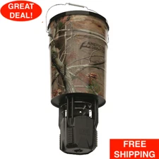 50Lb Hanging Deer Feeder Treebark Camo Hunting Game Adjustable Motor Pail