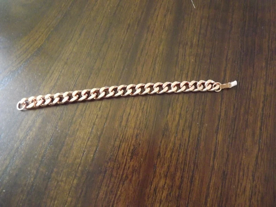 Conjunto de pulsera/collar de cadena cubana de cobre macizo puro bordillo artritis Foto 4 de 4