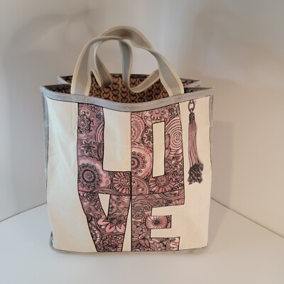 Brighton Canvas Tote Bag Shopper LOVE Brighton PINK Shoulder Bag Extra  Large EUC