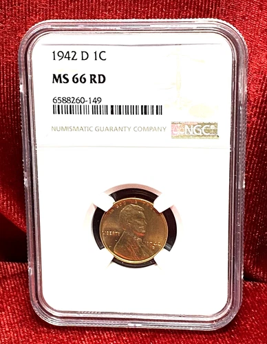 1942-D 1C RD Lincoln Cent MS 66 NGC