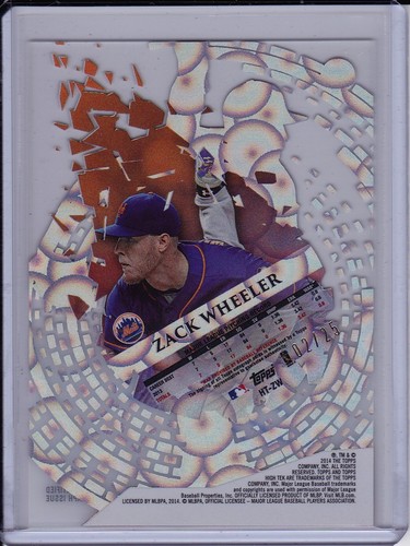 Zack Wheeler 2014 Topps High Tek Clouds Diffrattore Auto/25 Rifrattore Autografo - Foto 2 di 2
