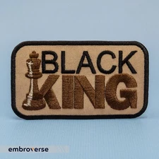 Black King Royalty Patch - Embroidered BLM Chess King - Iron On Patches