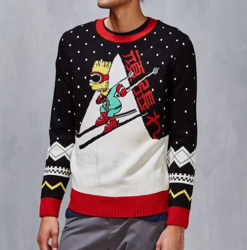 Junk Food Bart Simpson Skiing Christmas Sweater Snow Pop Culture Cartoon Small - Picture 6 of 6