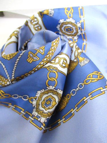 ITALIAN 100% SILK HR SQUARE SCARF CRESTS & TASSELS DESIGN 26x26 - MADE IN ITALY - Picture 7 of 17