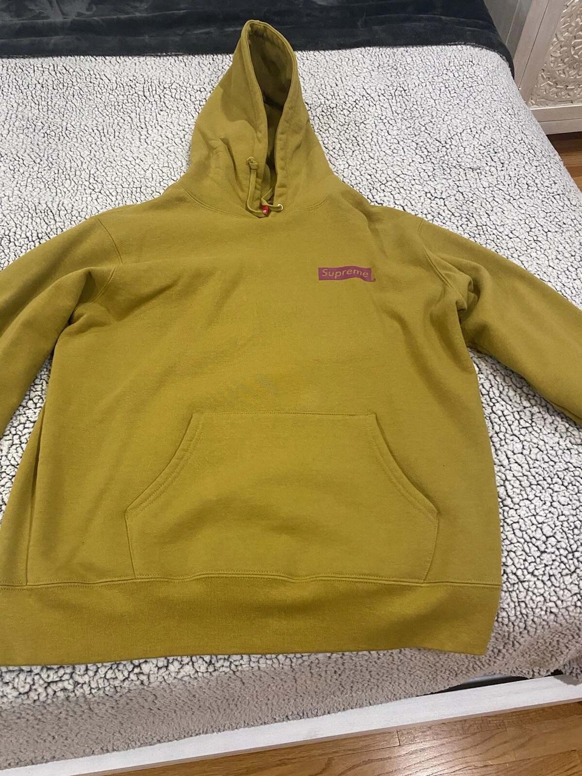 Supreme Box Logo Hoodie Sz. L Rare Wheat/Pink Worn 1x