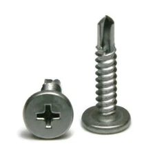 #12 Phillips Pancake Head Self Drilling TEK Screws Stainless Steel - 25 Pack