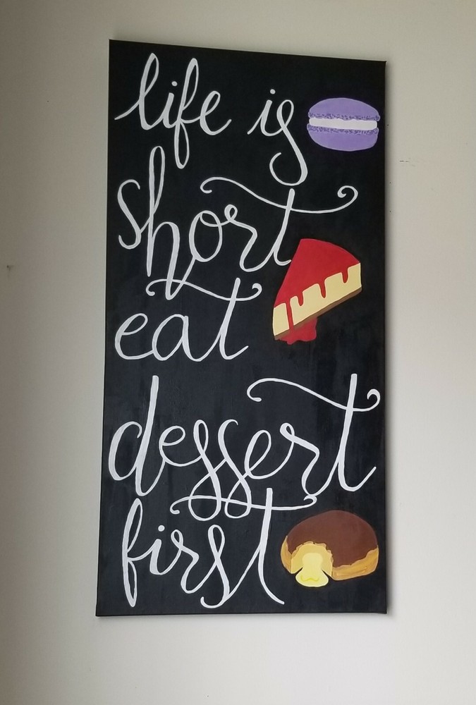 Life is Short 15x30 canvas acrylic painting calligraphy wall art