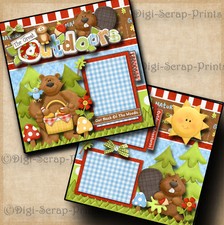 THE GREAT OUTDOORS premade scrapbook pages paper piecing layout DIGISCRAP A0129