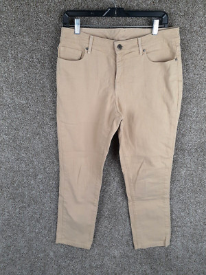 LL Bean Favorite Fit Crop Denim Jean Womens 10 Reg Beige Mid Rise Pocket Stretch