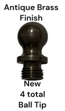 Baldwin 1090-037 Antique Brass Finish Finial Ball Hinge Tips Set (4) Total NOS