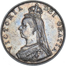 1887 Double Florin (Roman 1) - Victoria British Silver Coin - Nice