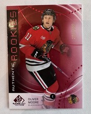Upper Deck SP Game Used Oliver Moore Blackhawks Rookie Jersey 3 Card Lot