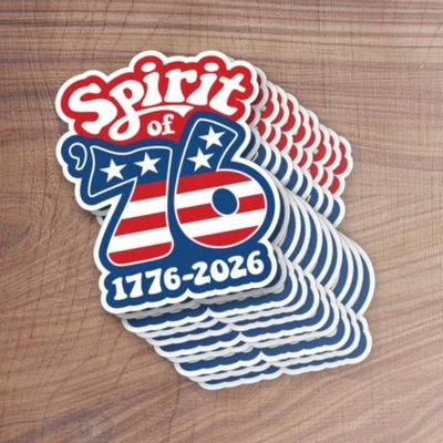 BUTTON DELI America 250th Decals - 10 PACK Die Cut Stickers - USA 250 1776-2026 Spirit of 76