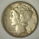 Double Date 1936 Mercury Silver Dime Extra Fine 10 Cents ERROR XF Coin 10c