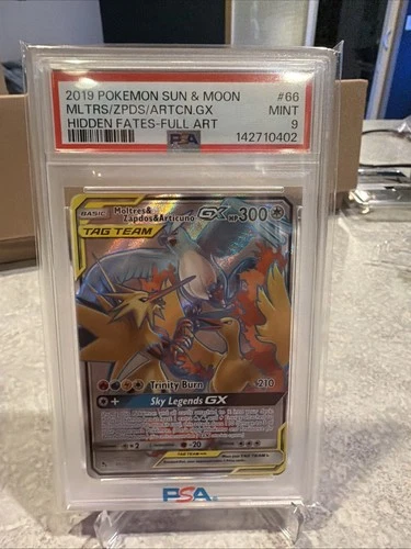 Pokemon 2019 Sun & Moon Hidden Fates Moltres Zapdos Articuno GX #66/68 PSA 9