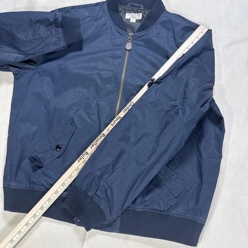 Wallace & Barnes J.Crew Men's XL Bomber Jacket Navy Blue Nylon Cotton Blend MA-1 image 6