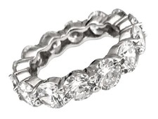 DESIGNER Sterling Silver 5mm Brilliant Cut CUBIC ZIRCONIA ETERNITY Band SZ 6.25