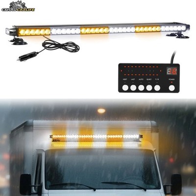 37'' Amber White 80LED Strobe Light Bar Car Truck Rooftop Flash Emergency Warning