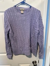 LL Bean Women's 100 Cotton Cable Knit Sweater Size L