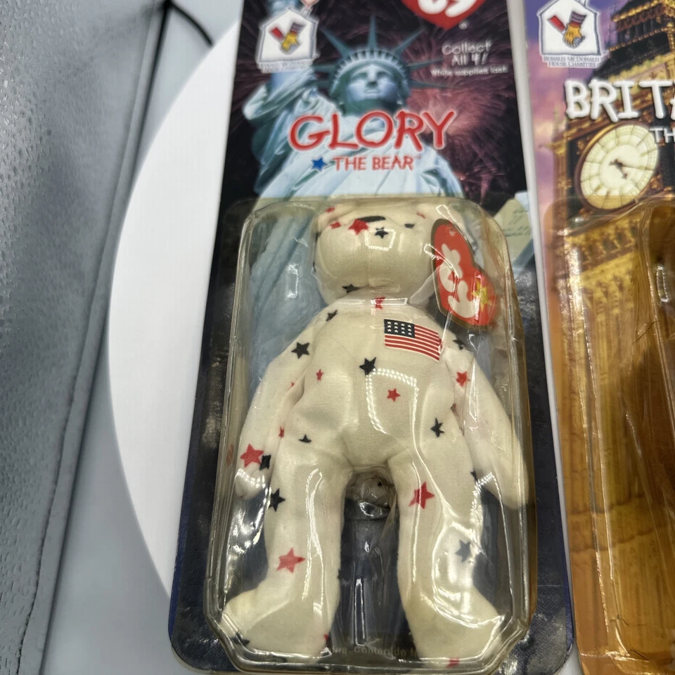 Ty McDonalds Beanie Babies Toys Glory, Maple, Britannia Bears in Package Sealed - Image 3 of 4