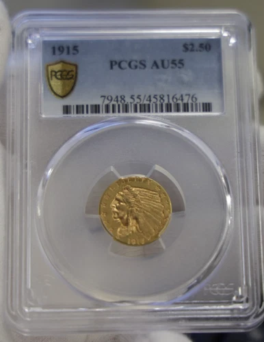 1915 US 2 1/2 Indian Gold Piece PCGS AU55