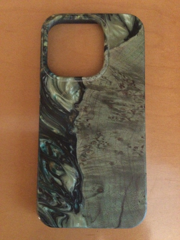 "Carved" Wood and Resin iPhone Case Military Green 5.75 x 2.75