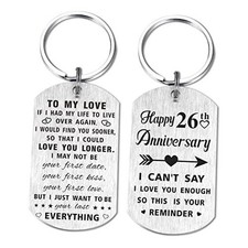 Anniversary Keychain Gifts for Him Her Men Women, Happy Wedding 26th