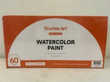 Shuttle Art School & Office Watercolor Paint Set HUGE 60 Pack 12 Colors NEW