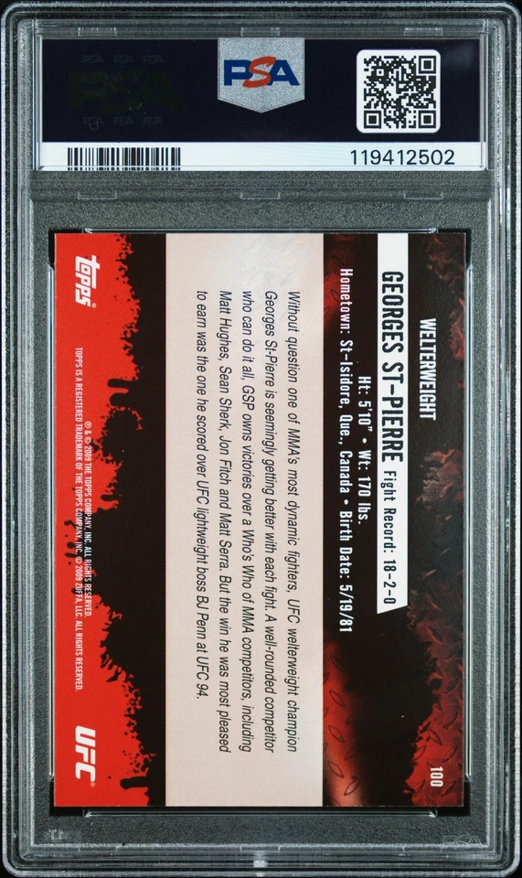 2009 Topps Ufc Round 2 Georges St-Pierre PSA 8 - Image 2 of 2