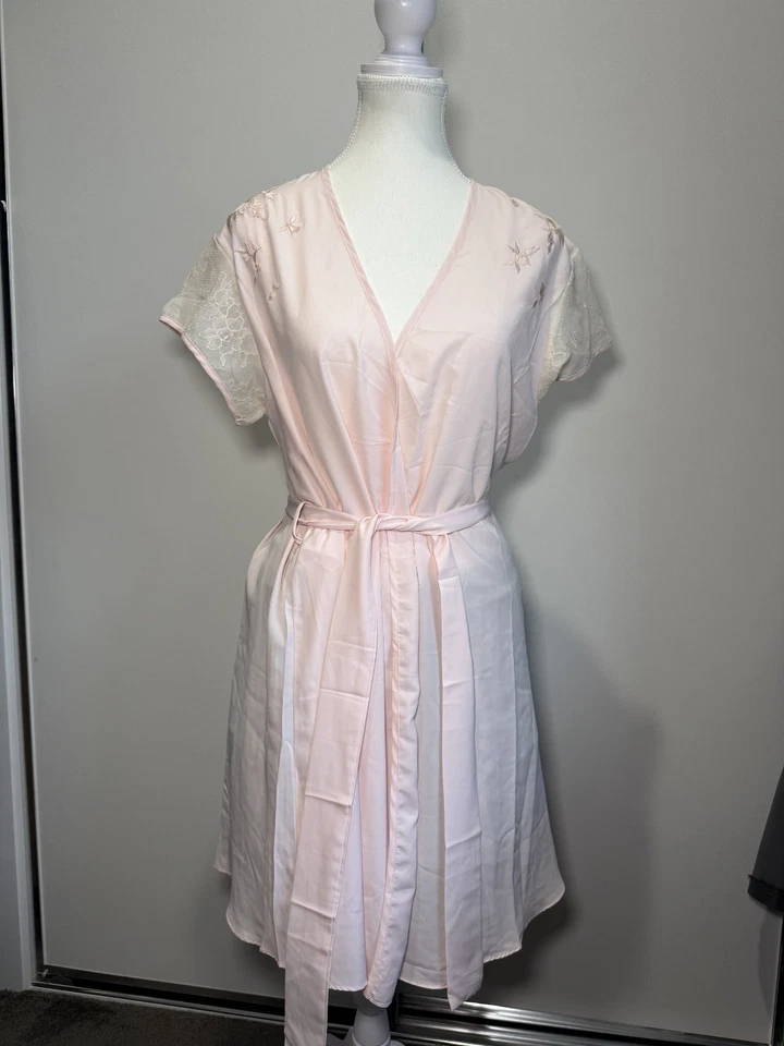 JOSIE NATORI Vestido de Encaje Floral Color Rosa y Blanco CAMISÓN Pijama PJ Foto 2 de 4