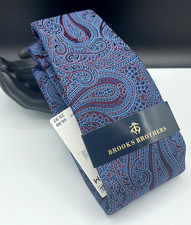 Brooks Brothers Men's Silk Blend Tie  Dark Red  Paisley  NEW MSRP: 98.00