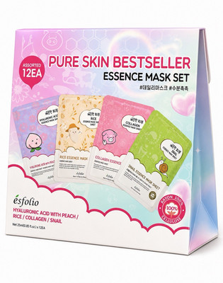 esfolio Pure Skin Bestseller Sheet Mask Set Hydrating HA Snail 12EA 0.85oz