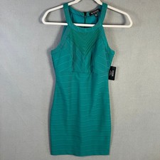 GUESS Women’s Bandage Sheath Dress Size 4 Teal Halter Neck Back Zip NWT