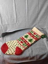 2 NWT Kurt Adler 24" Christmas Knit Stockings Red Ivory Green Snowflake Holiday