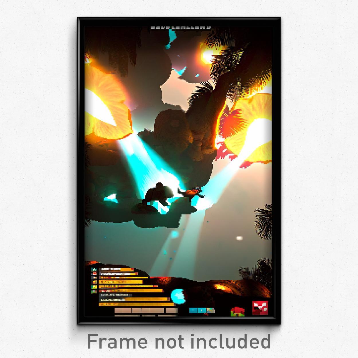 Pixel Art Poster of Authentic Badland in 8-Bit Psychedelic Video Game Style