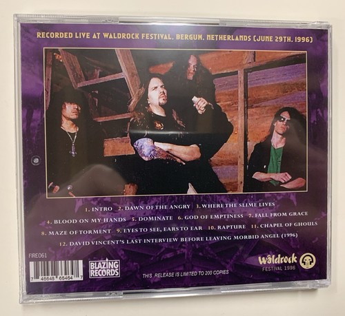 Morbid Angel - Dominates Bergum ‘96 CD Blazing Records Limited Edition Import CD - Picture 2 of 6