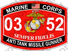 STICKER USMC MOS 0352 ANTI TANK MISSILE GUNNER N CAMPAIGN ooo USMC Lisc No 20187