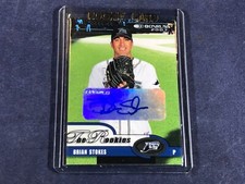 G3-39 BASEBALL CARD - BRIAN STOKES TAMPA BAY ROOKIE - 2003 DONRUSS - AUTOGRAPHED. rookie card picture