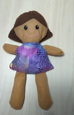 Greenbrier 11" plush rag doll purple metallic dress medium-dark skin brown hair