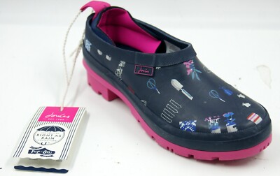 Joules Pop On Women's Clogs Navy Pink Rubber Printed Slip On