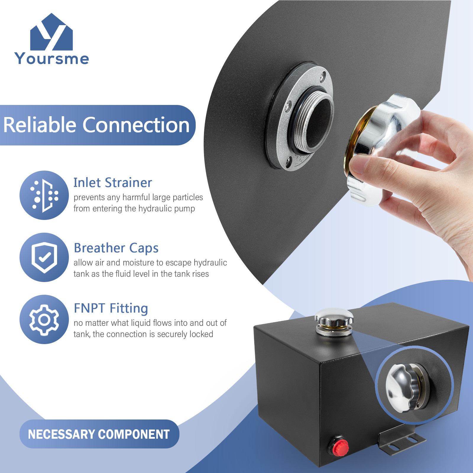5 Gallon Hydraulic Fluid Reservoir Tank with Outlet 0.75" FNP & Inlet 1.5" FNPT