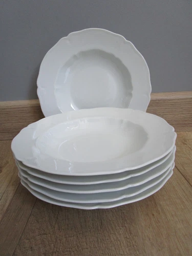 6 HAVILAND Limoges Porcelain White Hollow / Salad Plates