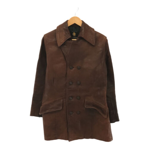 Men's Golden Bear 70'S Leather Coat Double Breasted Jacket Pea Coat ...