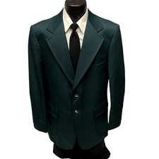 Vtg 70's Montgomery Ward Men's MoD Sport Coat FOREST GREEN Jacket DISCO Blazer