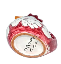 Vintage ITALIAN Hand Crafted Pottery DERUTA ROOSTER Creamer Red Italy SIGNED