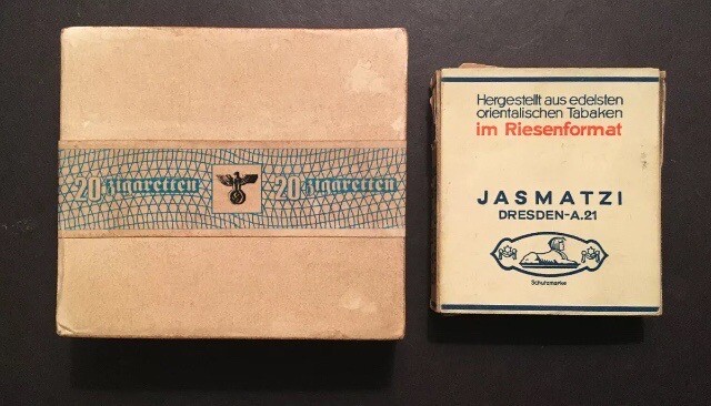 german cigarettes ww2 1930's-1940's German WW2 cigarette packet 2 empty * Flieger + Jasmatzi  Ramses