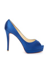 Decolette Altadama in Raso Open Toe Louboutin con plateau e tacco 140 Prodott...