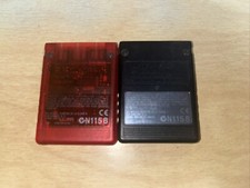 2 Lot Sony PlayStation PS2 OEM Memory Cards 8MB Red  Black Cartridges
